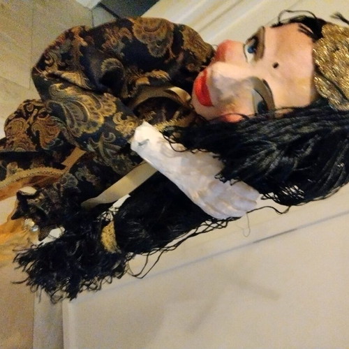 Handmade doll like new with amazing clothes hanging