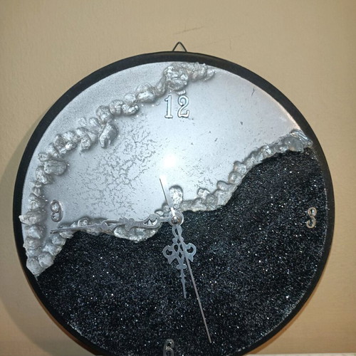 Wall clock new with wood and liquid glass handmade