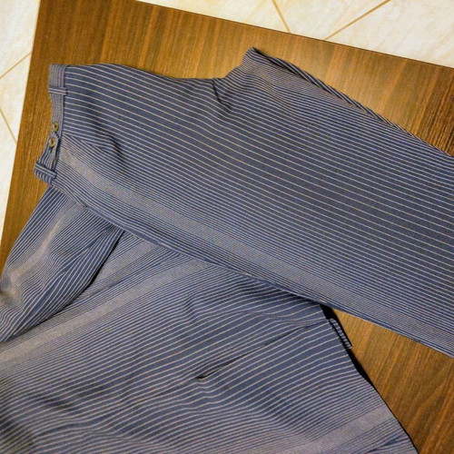 No Name striped suit used, size Large, blue