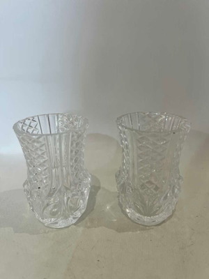 Cristal d'Arques vintage σετ 2 μικρά κρυστάλλινα βαζάκια 1980-1990 μεταχειρισμένα