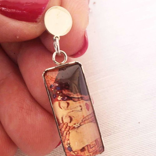 The Kiss Gustav Klimt Earrings new stainless steel and glass