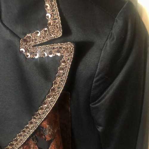 Evening satin jacket Italian new, size S 36 8, black
