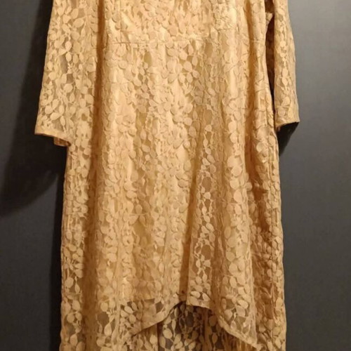 Diva Dress new asymmetric lace high-low beige-gold by Diya