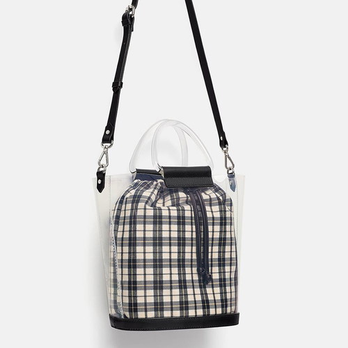 Zara crossbody bag new with transparent design and inner checkered pouch