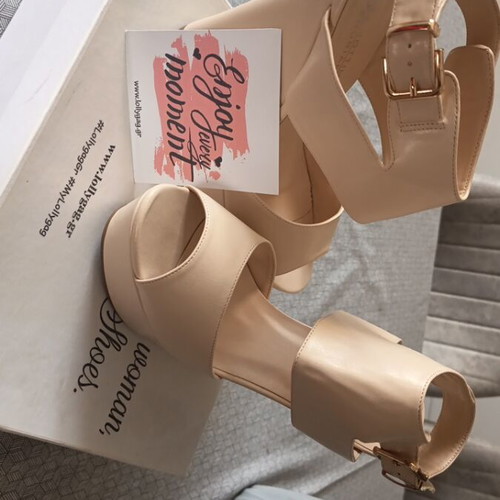 Platform sandals, beige, size 39