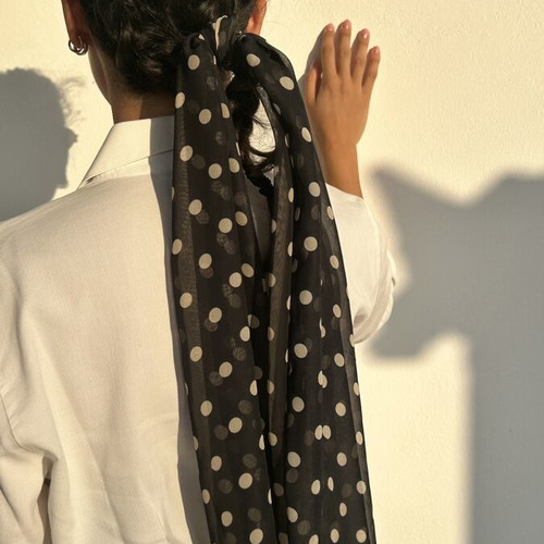Achilleas Accessories polka dot scarf, black and beige
