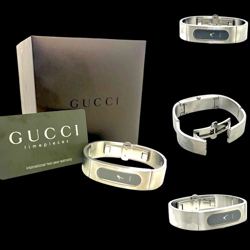Gucci 2400S ρολόι σαν καινούργιο, μαύρο, ατσάλινο μπρασελέ
