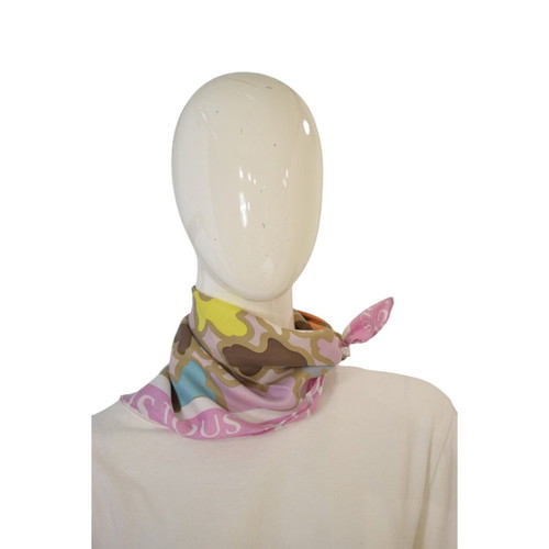 Tous silk square scarf pastel pink multicolor like new