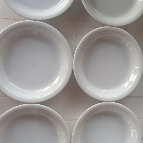 Deep plates used, set of 6, porcelain
