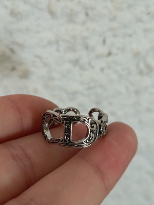 Men's adjustable stainless steel ring silver color size 16 new