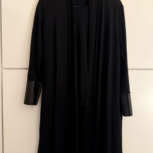 Celestino jacket and blouse set like new, black with leather detail M/L