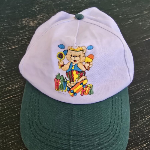 Children's hat with Have Fun print, white and green