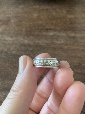 Silver 958 ring like new, carved geometric design