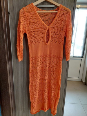 Knit beach dress Muse orange new, long