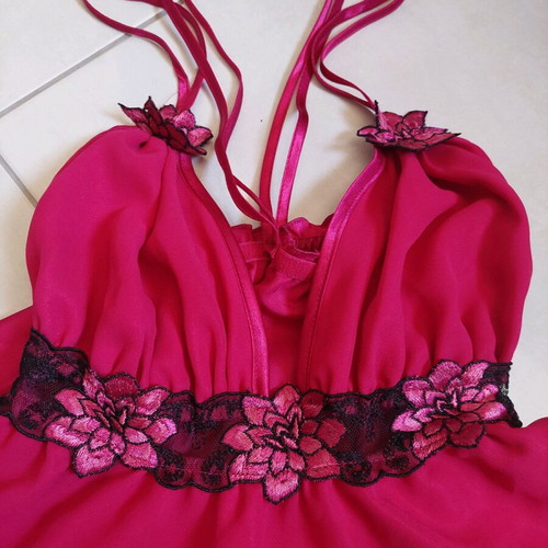 Nightdress new size M, pink with flowers and tulle