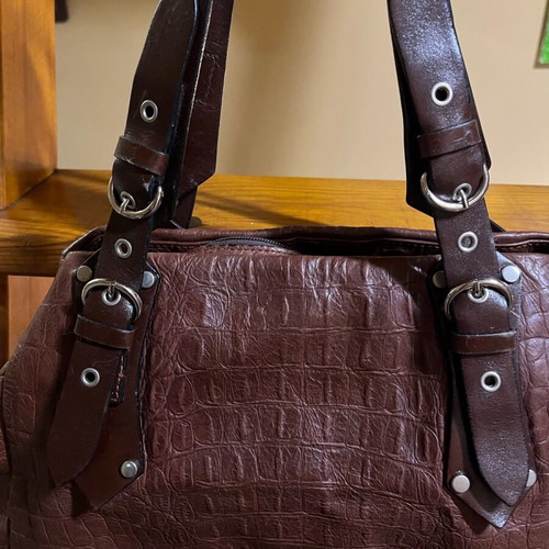 Women's shoulder bag brown natural leather like new