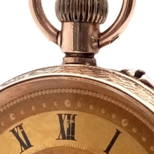 Golden pocket watch 1918 used, 9 carat gold, floral motifs
