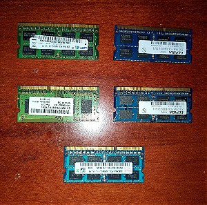 Μνήμες ram ddr3 για λάπτοπ. τέσσερις 2g και μία 4gb. πωλούνται όλες μαζί
