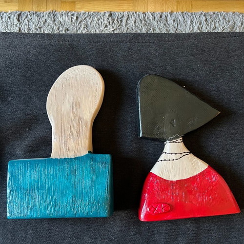 Pair of female and male ceramic figures 30 cm new from craft workshop