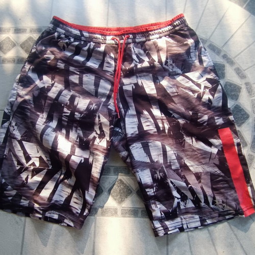BodyTalk men's swim shorts used, size Large, black and red