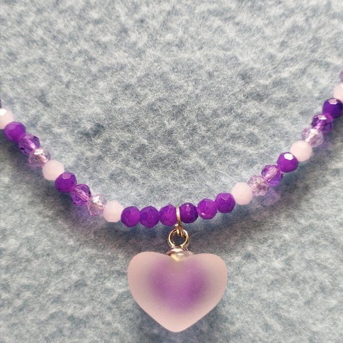 Handmade purple crystal elegant necklace and earrings set