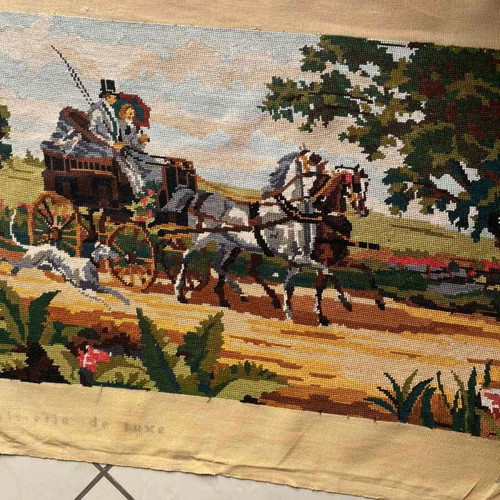 Handmade textile painting used, 0.66x0.39 m