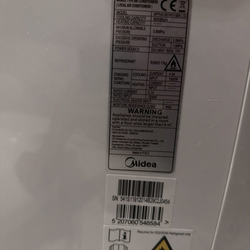 Midea MPPHA-09CRN7-QB6-L Portable Air Conditioner like new