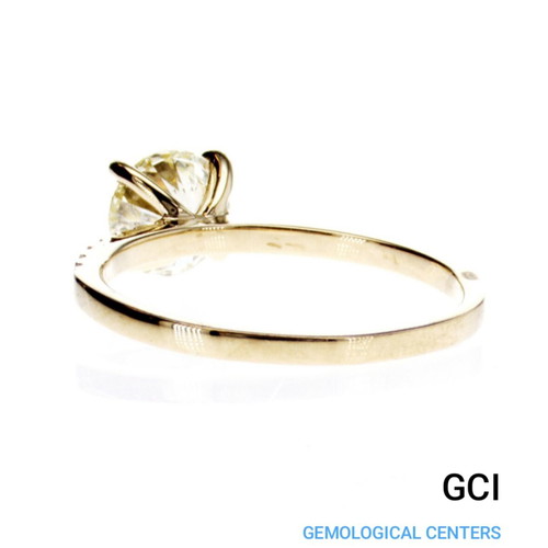 Diamond ring with light yellow 1.15 ct natural diamond, new