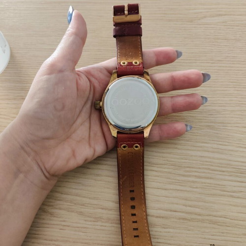 Oozoo Timepieces XL women's watch 45mm battery used with burgundy leather strap