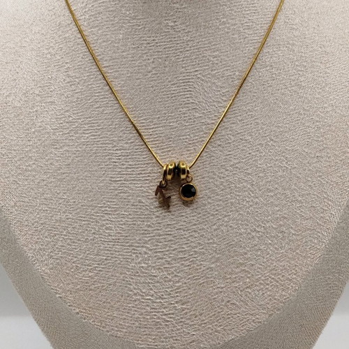 Handmade necklace new from hematite, crystal and stainless steel gold-colored