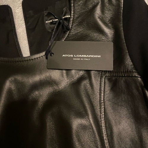Zini dress like new, leather front and elastic back, black, size S