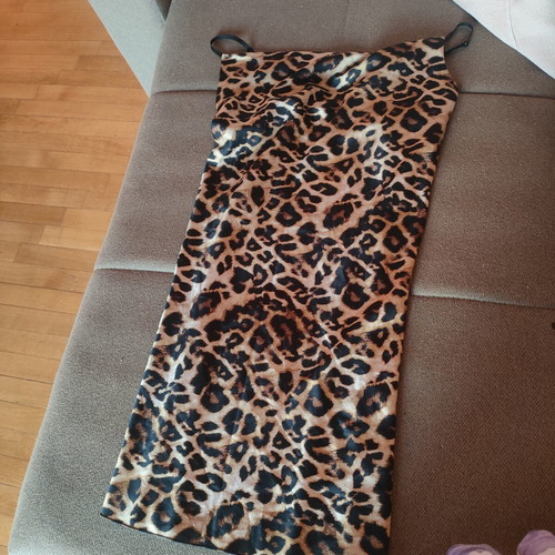 Leopard mini dress one size, like new, black and beige