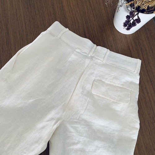 High-waisted linen pants The Line Project new, ecru, size XS