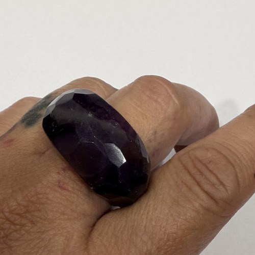 Amethyst ring carved from solid natural stone, size 59