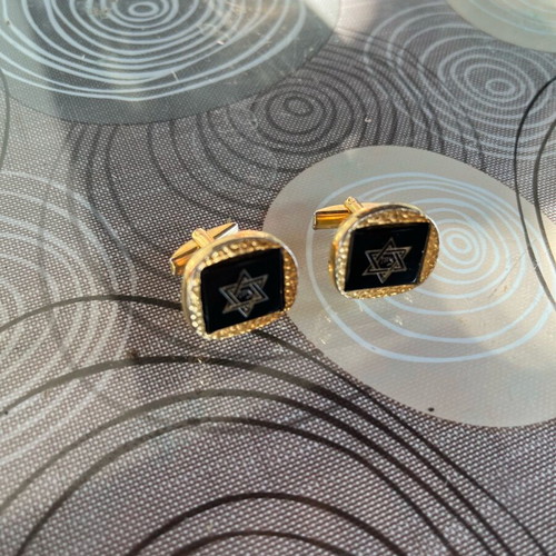 Cufflinks with Israeli Pentagram in Black Frame like new