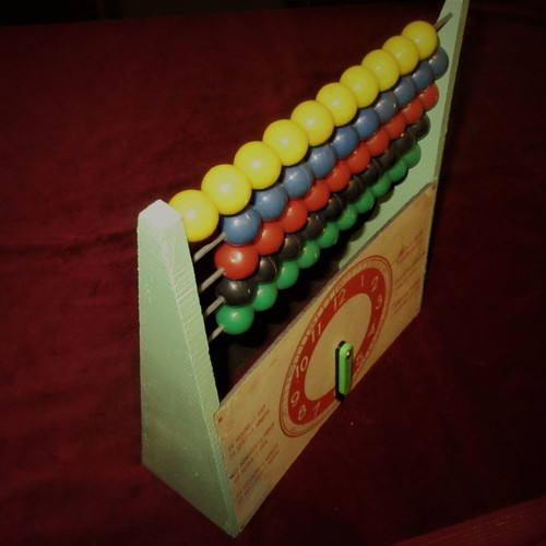 Student abacus clock and board Greek wooden 70s like new