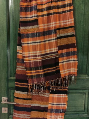 Zara checked scarf like new, multicolor orange