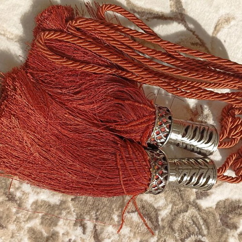 Curtain tiebacks new with metal inox detail set