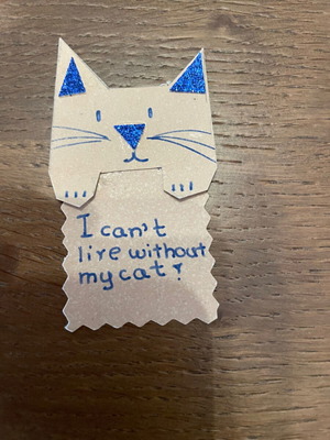 Handmade paper cat bookmark new
