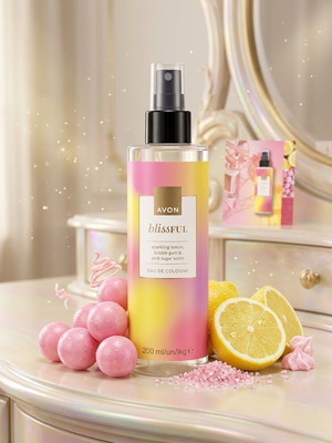 Avon Blissful Eau de Cologne 200ml tester with bubble gum and lemon scent