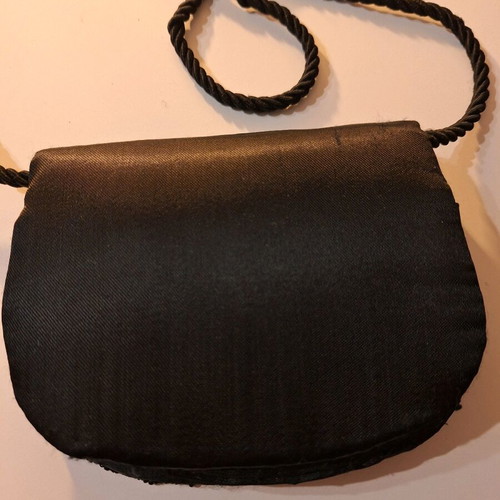 Art Deco vintage shoulder bag used with handmade embroidery and beads
