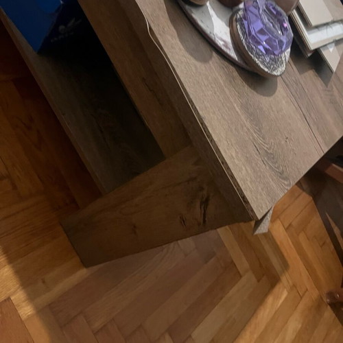 JUSK coffee table used, wood effect 1.10x0.60