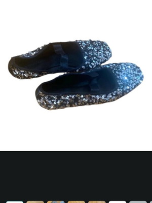 Black ballet flats with silver sequins, size 36