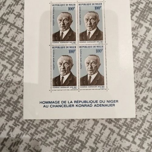 Collectible Niger Stamp Block Konrad Adenauer 1967 new