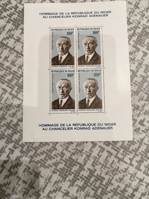 Collectible Niger Stamp Block Konrad Adenauer 1967 new