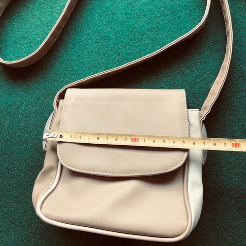 Shoulder bag used, beige with adjustable strap