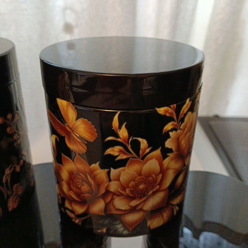 Set of 5 storage containers 500g hand-decorated new