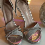 Silver sandals, size 37, platform heels