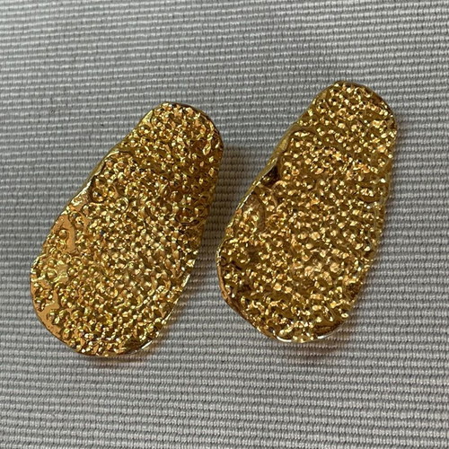 Vintage hammered gold tone clip-on earrings used