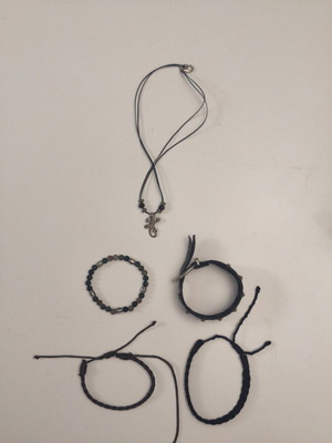 Men's jewelry set with lizard necklace and 4 bracelets